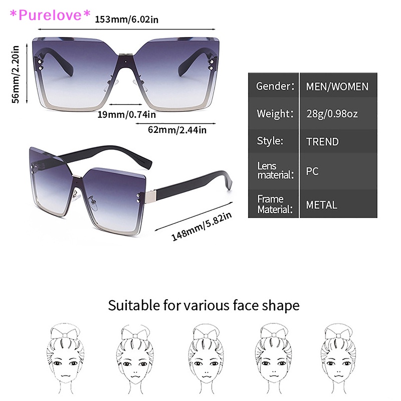 Kính Mát Vuông Không Gọng Chống Tia UV400 Thời Trang Dành Cho Nữ Mới