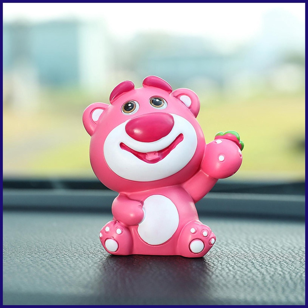 Mô Hình Đồ Chơi Chú Gấu Dâu Tây Hoạt Hình Bằng Nhựa Resin Để Bàn Trang Trí Xe Hơi