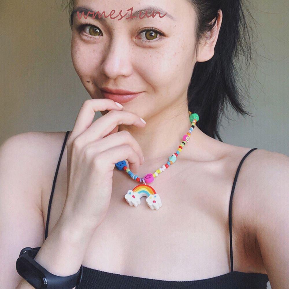 Vòng cổ Silica gel Hình Nấm Cầu Vồng Đơn Giản Thời Trang Harajuku WMES15H Dành Cho Bạn Nữ