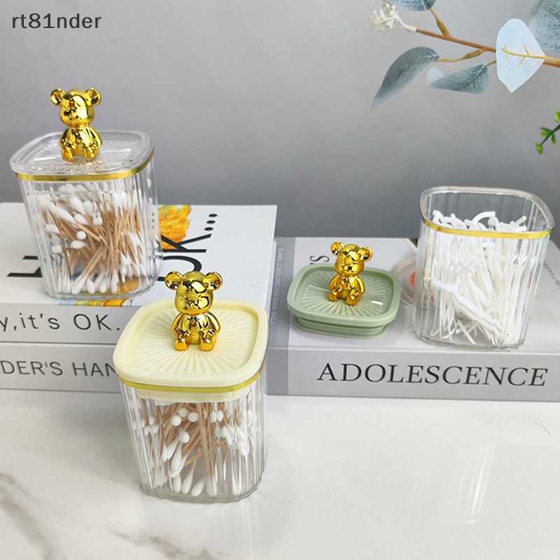 Rt Hộp Đựng Bông Tẩy Trang Bằng Acrylic Trong Suốt Hình Gấu Dễ Thương