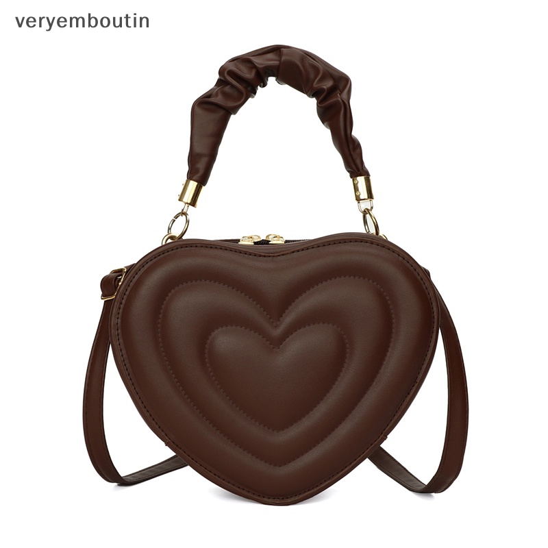 Túi Đeo Chéo Vai Bằng Da PU Họa Tiết Trái Tim Thời Trang Sành Điệu Cho Nữ