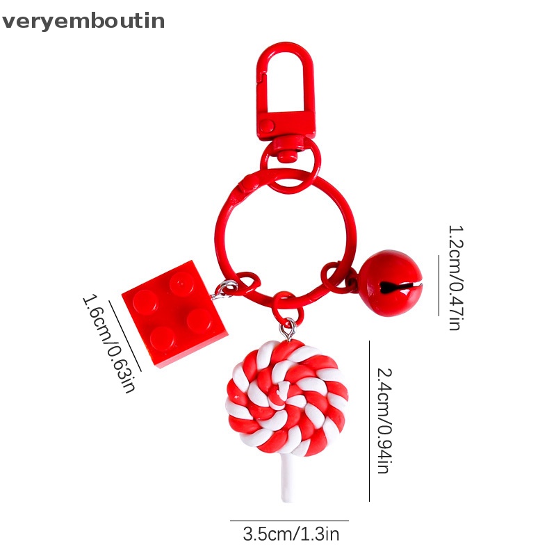 Móc Khóa Hình Kẹo Mút Phối Chuông Nhiều Màu Dễ Thương Trang Trí Ba Lô / Ô Tô