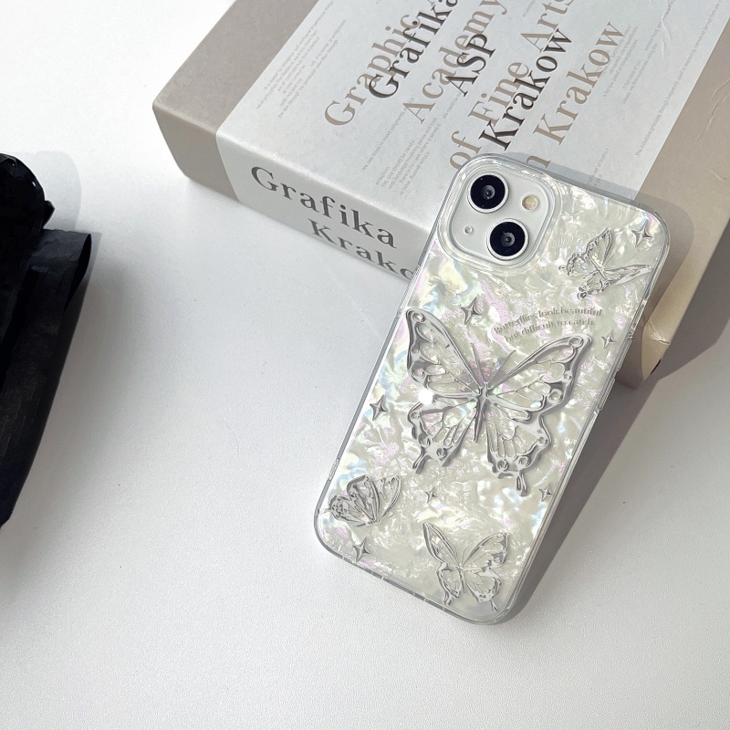 Ốp Điện Thoại Dẻo Trong Suốt Siêu Mỏng Họa Tiết Bươm Bướm / Ngôi Sao Thời Trang Cho iPhone 14 13 12 11 Pro Max 14 Plus