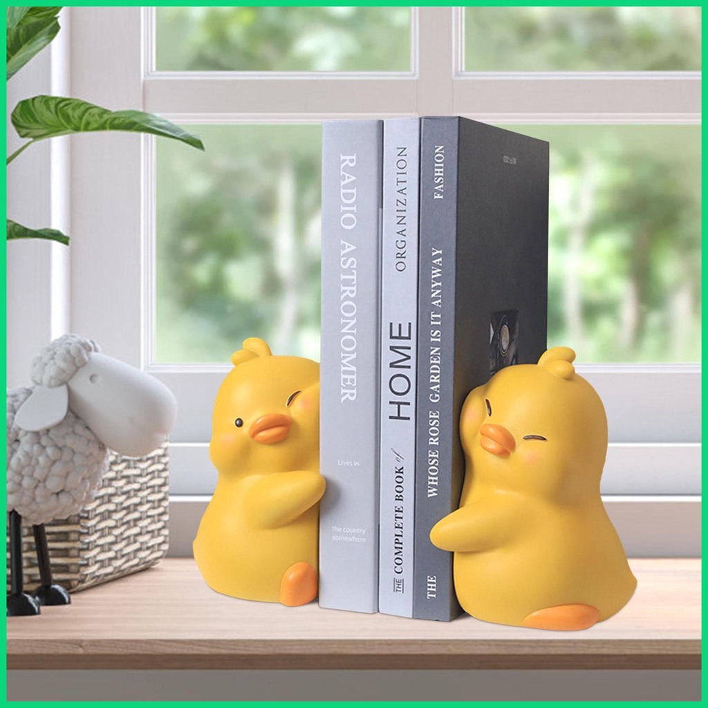 Phụ Kiện Chặn Sách Bằng Nhựa Resin Hình Chú Vịt Ôm Trái Tim Dễ Thương Dùng Trang Trí Bàn Ăn