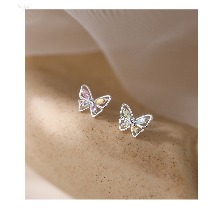 Khuyên Tai Hình Bướm Nhỏ Màu Hồng / Xanh Dương Phong Cách Niche Phong Cách Mới Mùa Hè