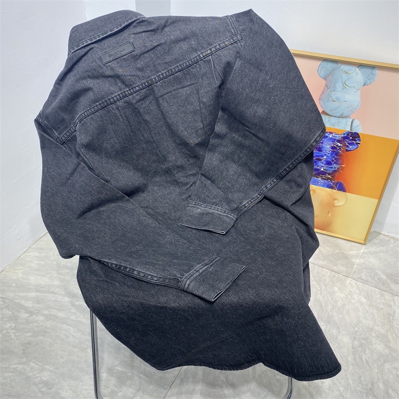 Áo Khoác denim Dáng Dài Màu Sắc Đơn Giản Phong Cách Đường Phố