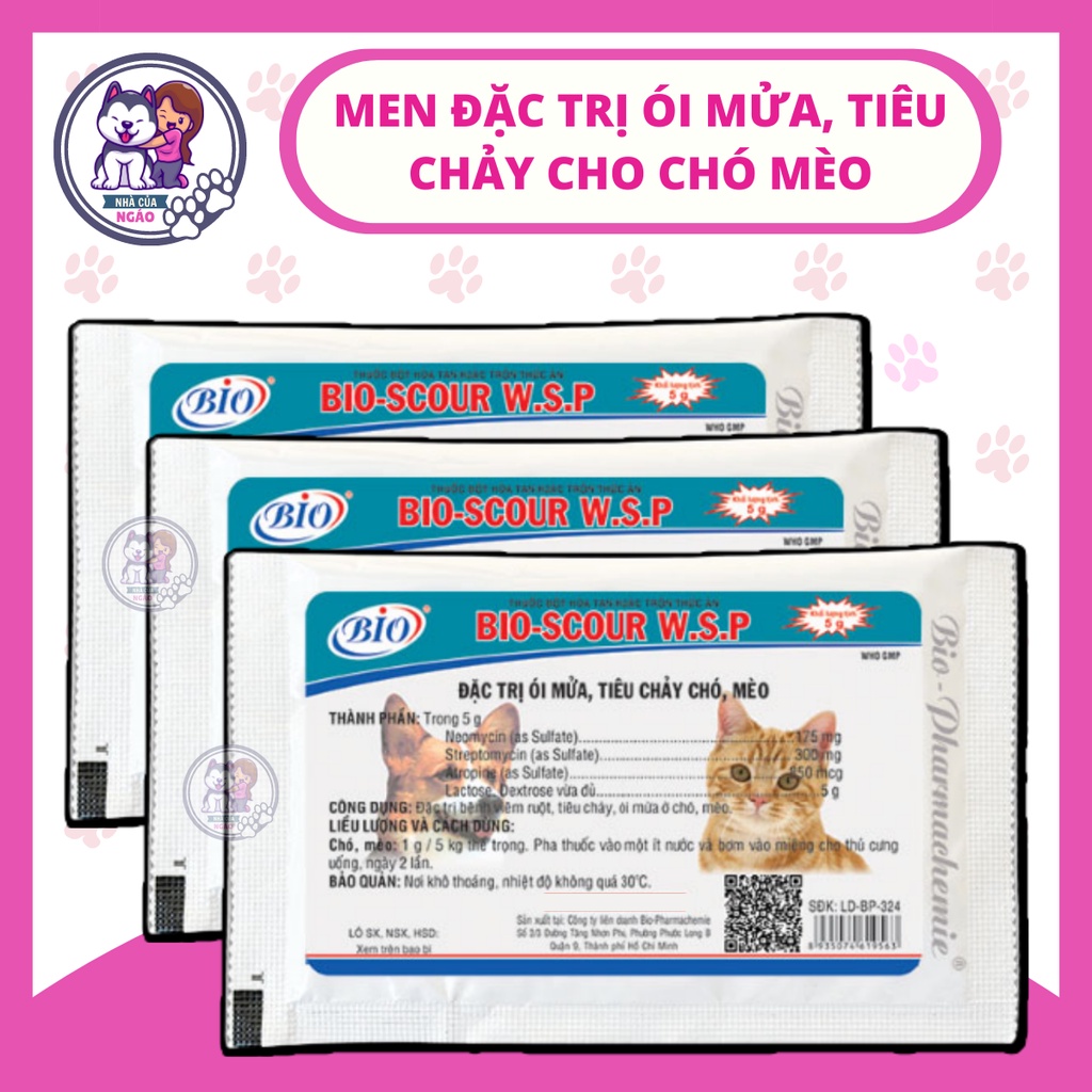 Bio Scour W.S.P Men Kiểm Soát Viêm Ruột, Tiêu Chảy, Ói Mửa Chó Mèo