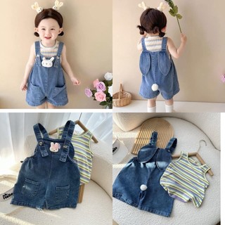 Yếm bò tai thỏ kèm áo tăm bé gái