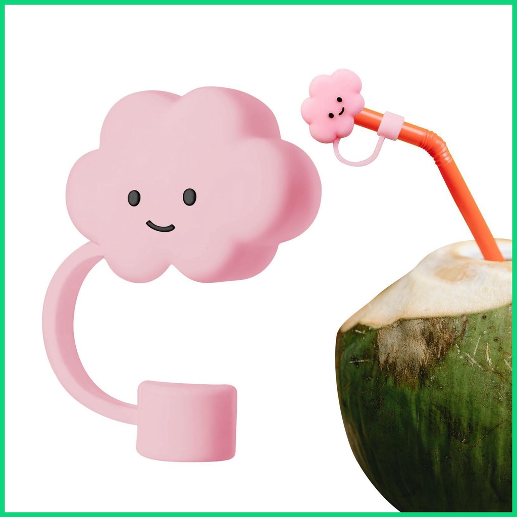 Nắp Đậy Ống Hút Bằng Silicone Tái Sử Dụng Được Hình Đám Mây Kích Thước 6-8mm