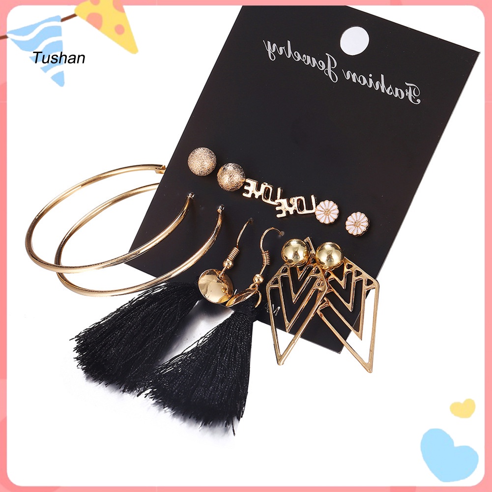 Set 6 Đôi Khuyên Tai Phong Cách Bohemian Thời Trang Cho Nữ