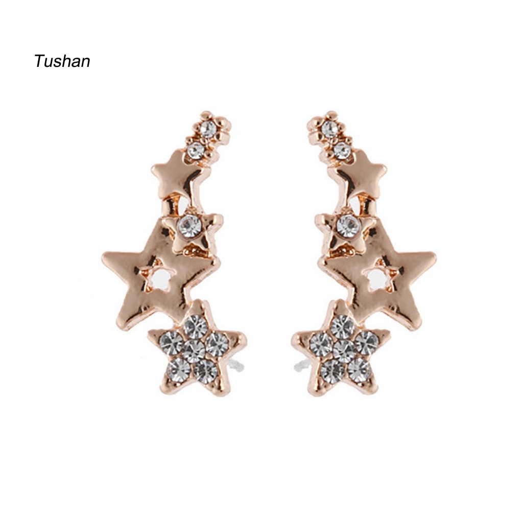 1 Đôi Bông Tai Hình Ngôi Sao Đính Đá Lấp Lánh Dành Cho Nữ