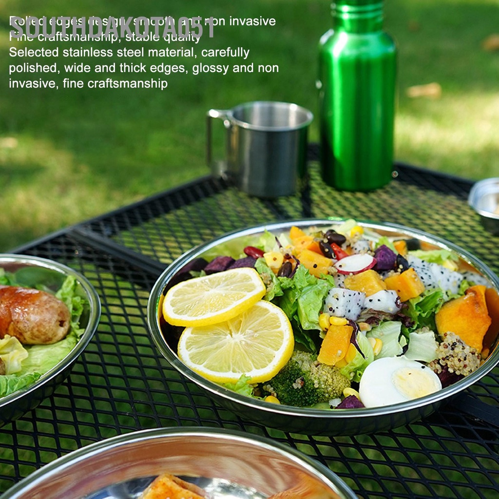 Southdakota051 Bộ 17 Đĩa Cắm Trại Bằng Thép Không Gỉ Và Bát Hợp Vệ Sinh Tinh Tế Dễ Dàng Di Động Ngoài Trời Lộn