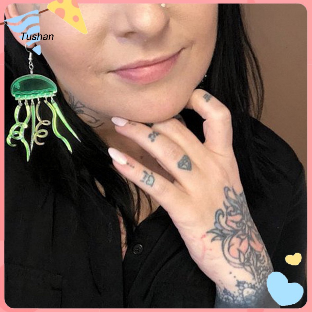 1 Đôi Bông Tai Hình Sứa Hoạt Hình Bằng Acrylic Cho Nữ