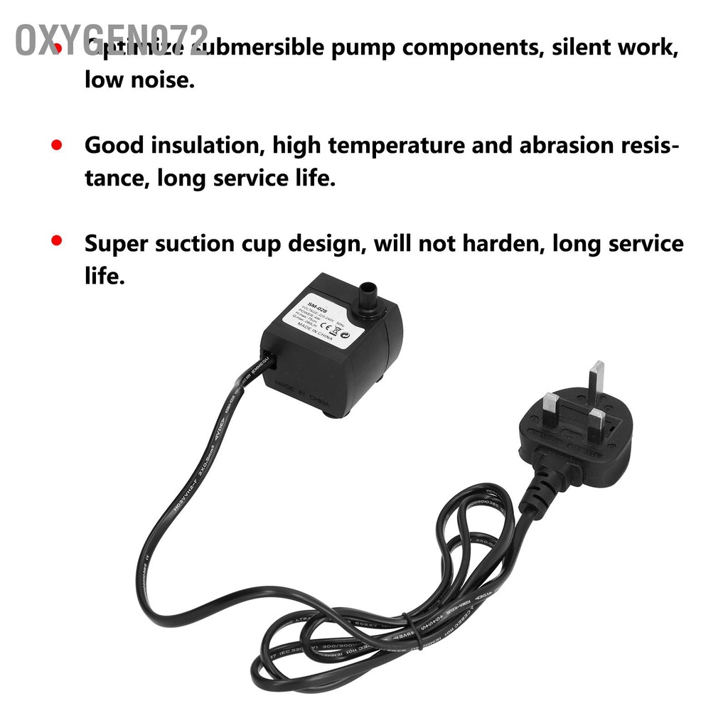 Oxygen072 Máy Bơm Chìm Mini Cho Bể Cá Ao Đài Lưu Thông Thủy Canh 4W