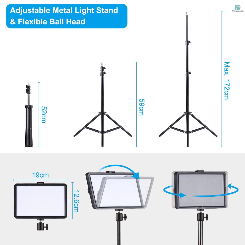 Andoer 2 Pack USB LED Video Lights Kit with 3200K-5500K Fill Lights Dimmable 172cm/67.7in Light Stands Flexible Ballheads Color Filters for Video Conference Lighting Live Streaming Video Recording Pro