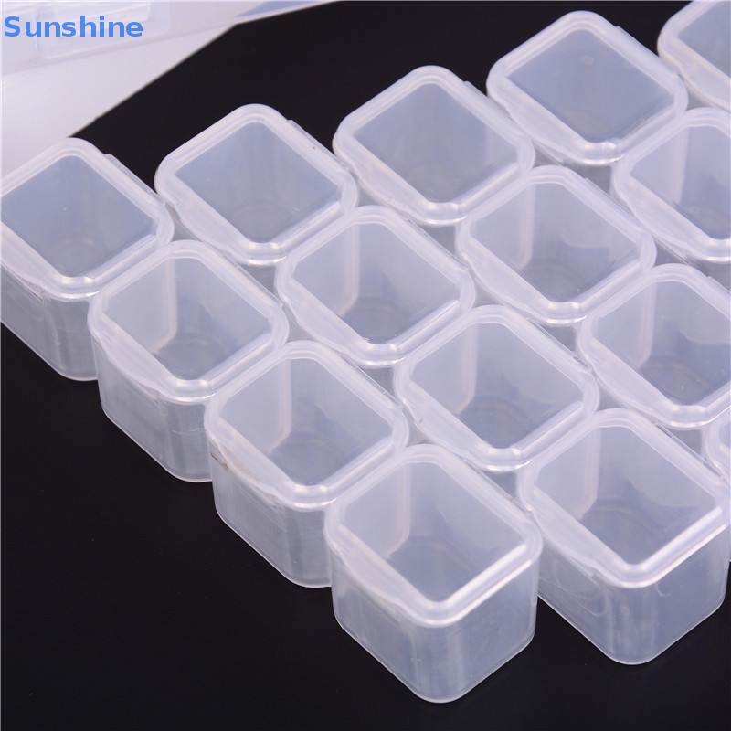 Hộp Nhựa Trong Suốt 28 Ngăn Đựng Phụ Kiện Trang Trí Móng Tay