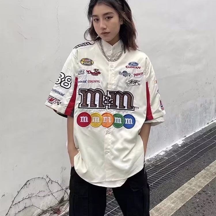 Áo Thun polo Tay Ngắn Thêu Họa Tiết Phong Cách Hip Hop Thời Trang Mùa Hè Cho Nữ