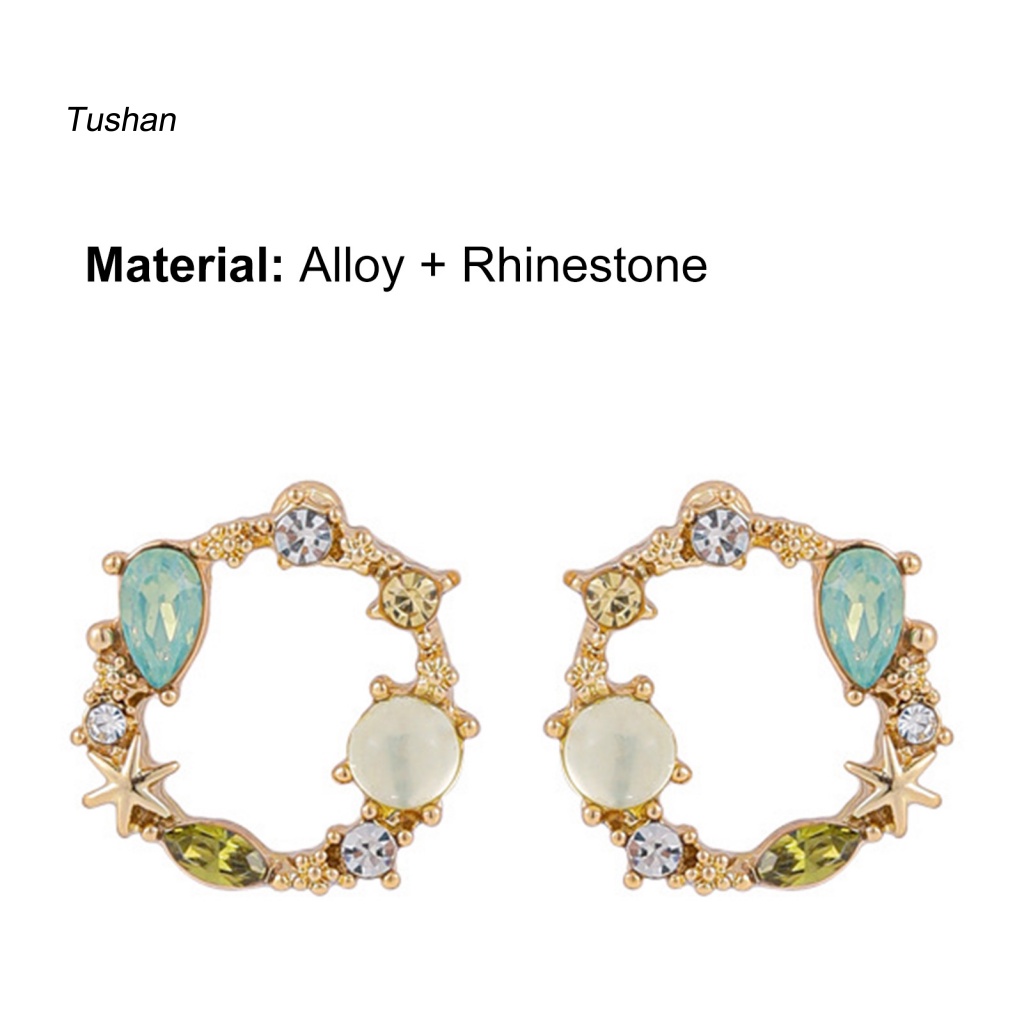 1 Cặp Bông Tai Hình Học Bằng Hợp Kim Đính Đá Tinh Xảo Cho Cuộc Sống Hàng Ngày