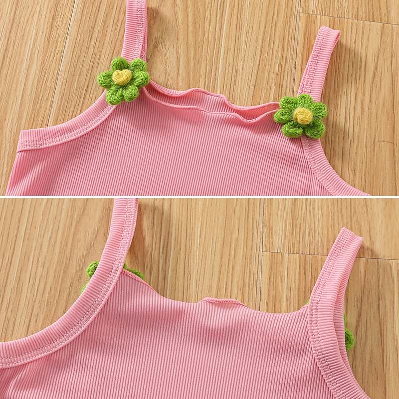 Bộ Áo Tank Top + Quần Short Vải Lụa Mát Phong Cách Hàn Quốc Thời Trang Mùa Hè Cho Bé Gái 1-5 Tuổi