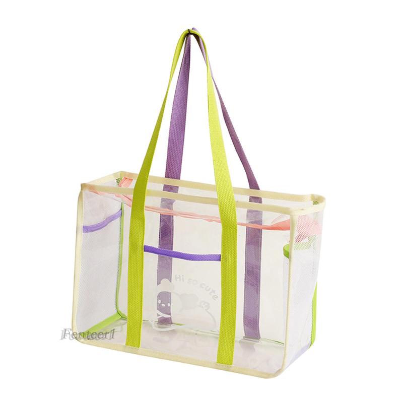 1 [Fenteer1] Túi Tote Trong Suốt Có Tay Cầm Dành Cho Đi Tắm Đường Phố / Đi Bộ Đườ