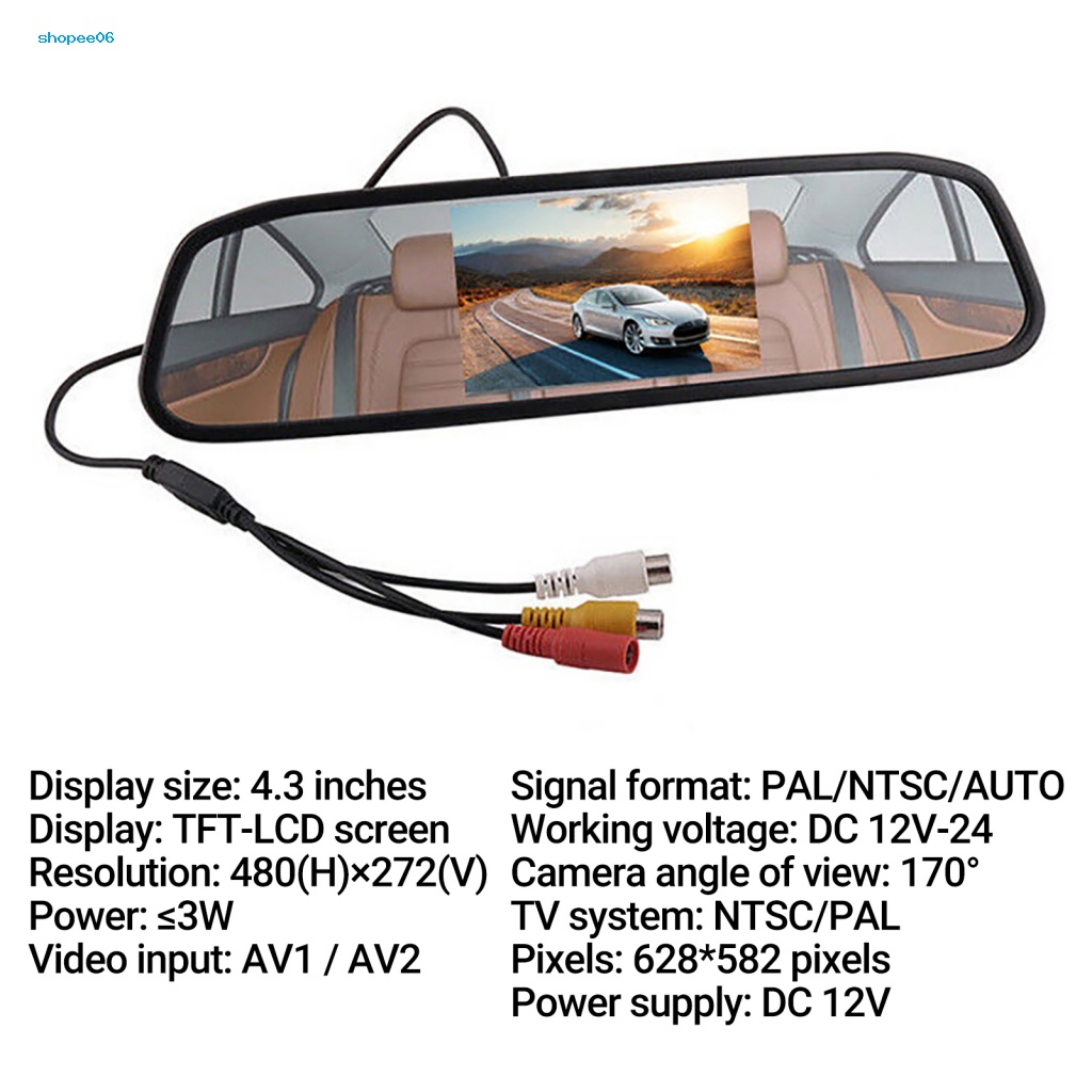 1 Bộ Camera Lùi Xe Tầm Nhìn Ban Đêm 4 Đèn LED 4.3-Inch Chất Lượng Cao