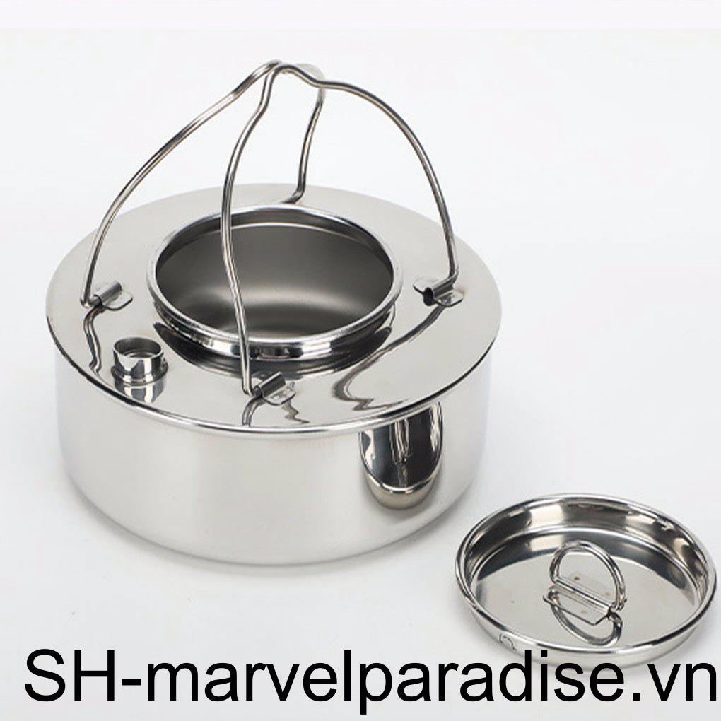 Ấm Trà Bằng Thép Không Gỉ Có Tay Cầm Chống Bỏng Tiện Dụng Mang Theo Du Lịch Dã Ngoại