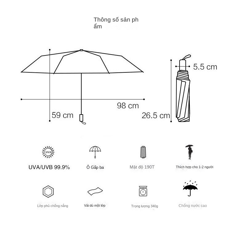Dù Gấp Tự Động Che Mưa Nắng Sáng Tạo Độc Đáo Cho Nam Và Nữ