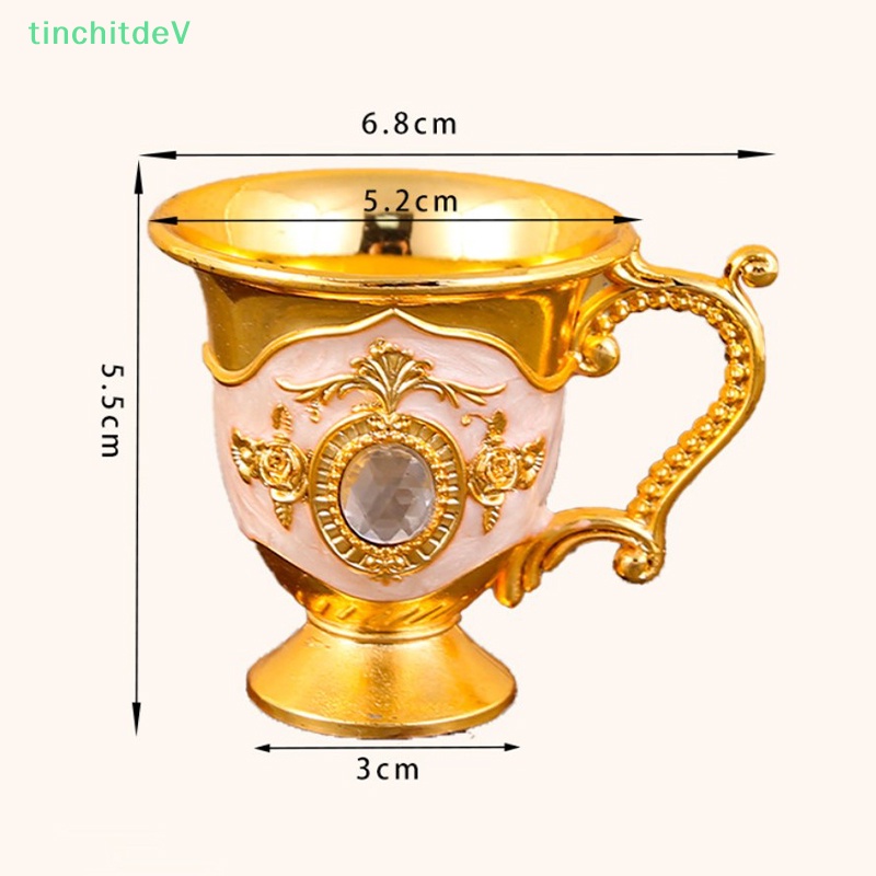 [TinchitdeV] Cốc Uống Trà / Cà Phê Mini Họa Tiết Hoa Đính Kim Cương Giả Lấp Lánh Retro Trang Trí Tách Trà tazas de te [Mới]