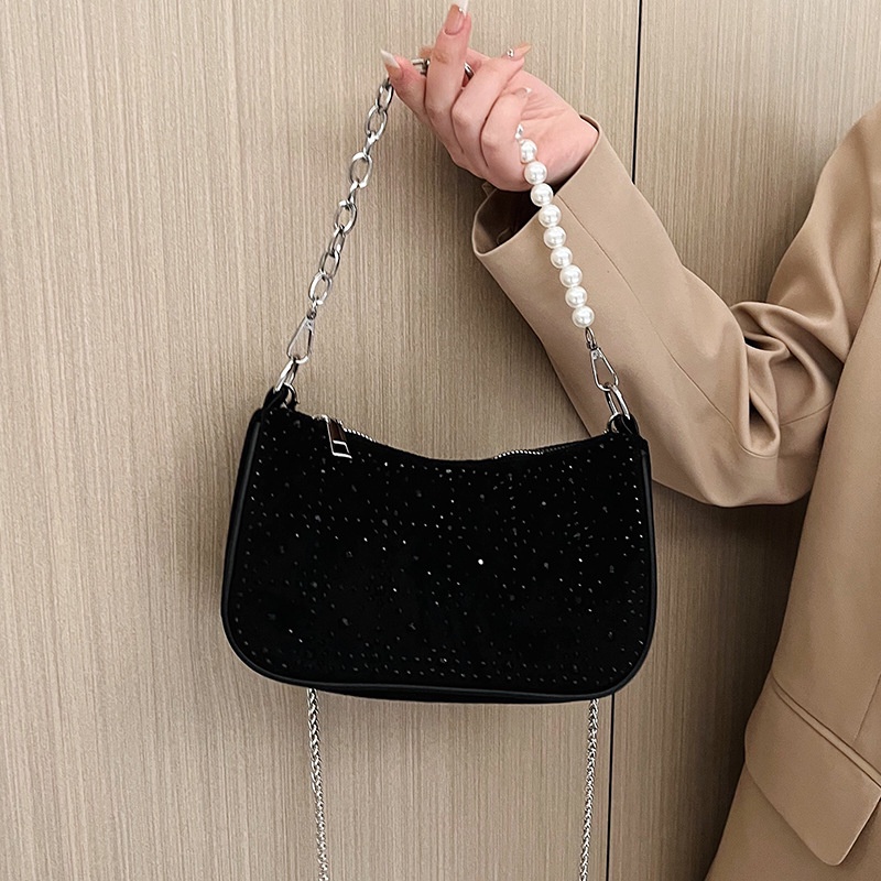 Túi Đựng Điện Thoại Đeo Vai / Kẹp Nách Đính Đá Đơn Giản Xinh Xắn