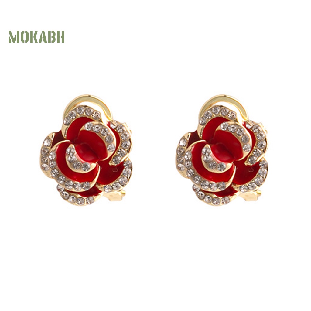 1 Đôi Bông Tai Hình Hoa Hồng Bằng Hợp Kim Phong Cách Vintage Thanh Lịch Thời Trang