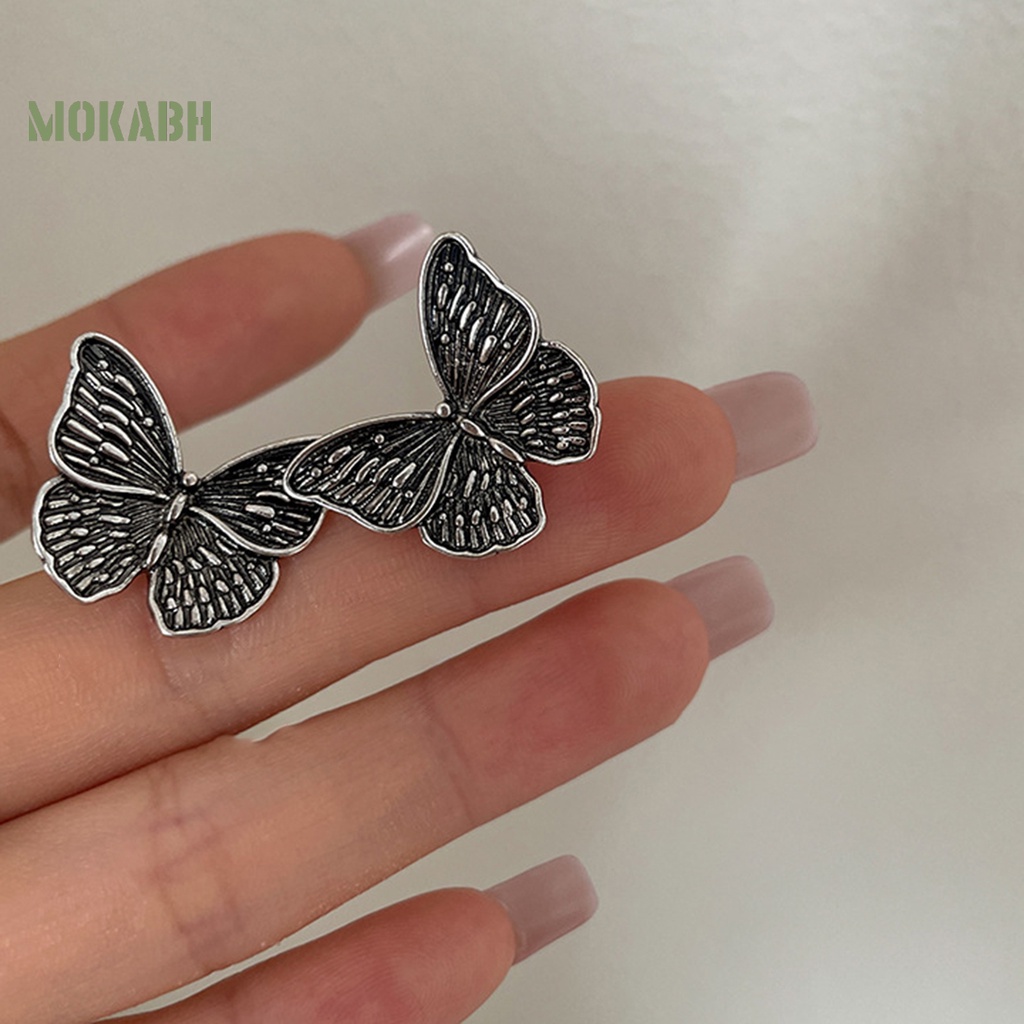 1 Đôi Bông Tai Hình Học Bướm 3D Mạ Điện Phong Cách Hip Hop Cổ Điển Dành Cho Nữ