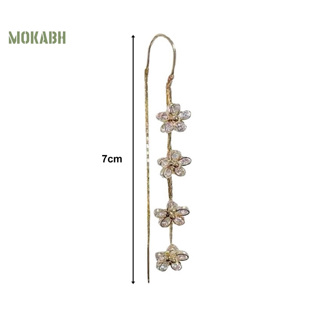 1 Đôi Bông Tai Hình Hoa Đính Đá Lấp Lánh Sang Trọng Không Gây Dị Ứng Dành Cho Nữ