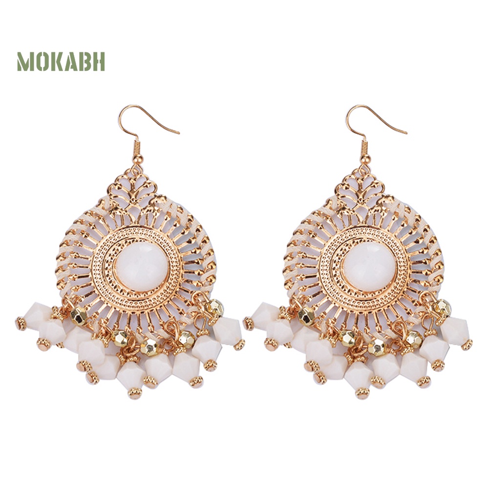 Bông Tai Chuỗi Hạt Phối Tua Rua Phong Cách Bohemia Thời Trang Cho Nữ