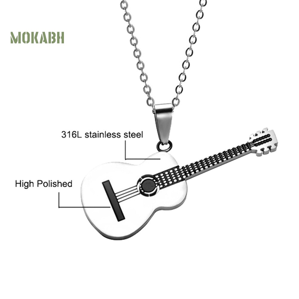 Vòng cổ Mặt Hình Đàn Guitar Bằng Thép Không Gỉ Cho Nam Và Nữ