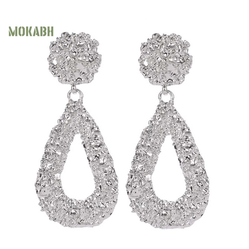 Bông Tai Hình Giọt Nước Dập Nổi Phong Cách Bohemia Thời Trang Cho Nữ