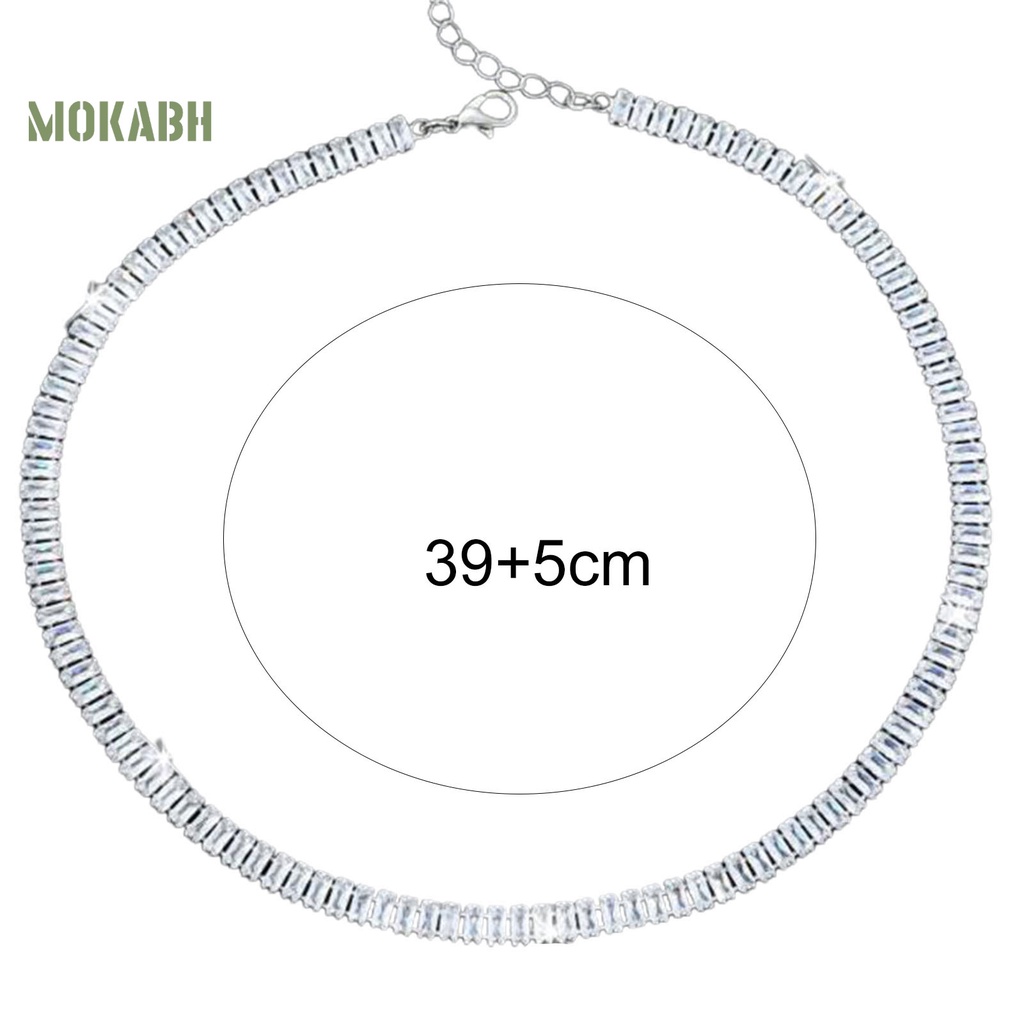 Vòng Cổ Choker Đính Đá Zircon Khối Đơn Giản Nhẹ Nhàng Có Thể Điều Chỉnh
