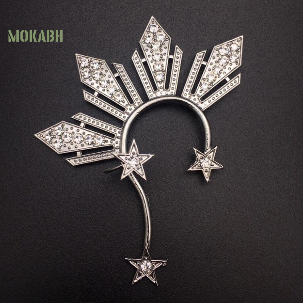 1 Khuyên Kẹp Vành Tai Không Xỏ Lỗ Hình Quạt Đính Pha Lê Lấp Lánh Thời Trang Dự Tiệc Cho Nữ