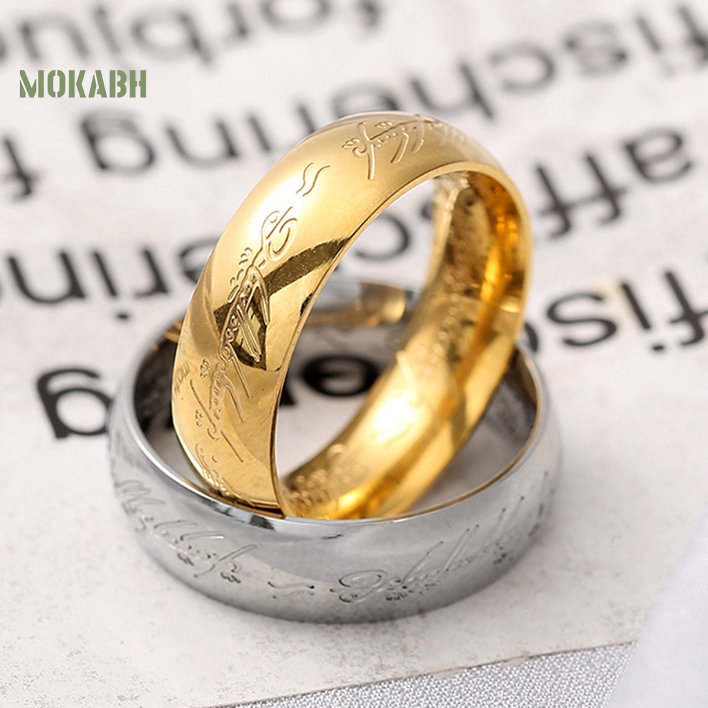 [Mới] Nhẫn Đánh Bóng Chạm Khắc Tinh Xảo Sáng Bóng Chống Lưỡi Màu Đen / Vàng / Bạc Âu Mỹ Cho Nam