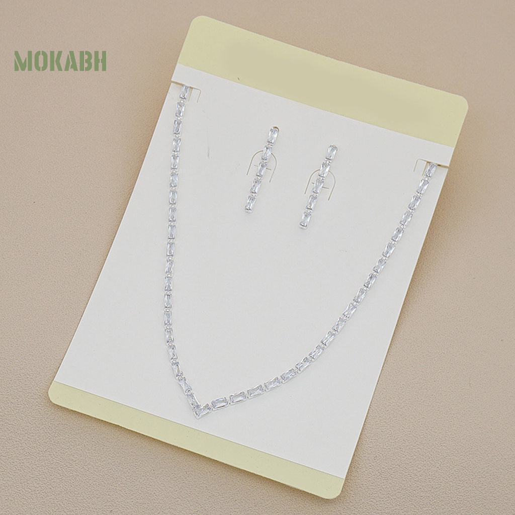 [Mới] Set Vòng cổ Và Bông Tai Đính Đá Zircon Sang Trọng Không Gây Dị Ứng Cho Cô Dâu