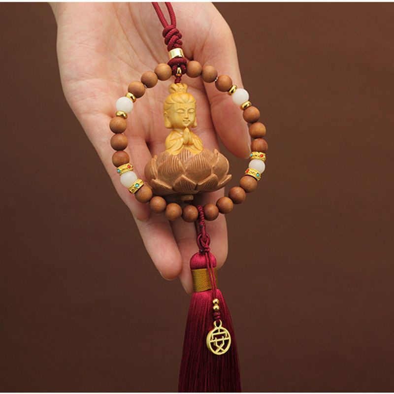 Mặt Dây Chuyền Gỗ Đào Phật Giáo Cao Cấp Treo Kính Chiếu Hậu Xe Hơi Trang Trí Nội Thất Cho Nam Và Nữ