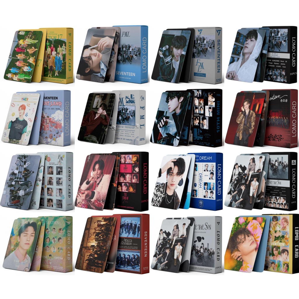Set 55 Tấm Ảnh LOMO card Nhóm Nhạc SEVENTEEN 17 FACE THE SUN Darling POWER OF LOVE Attacca Your Choice Thẻ
