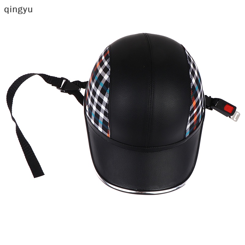 Qingyu Mũ Bảo Hiểm Xe Máy Nửa Mặt An Toàn Cứng Cáp Phong Cách Vintage