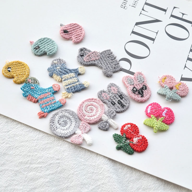 Set 10 Miếng Dán Trang Trí Quần Áo / Kẹp Tóc Hình Chú Chim / Ngựa Pony / Cherry Diy