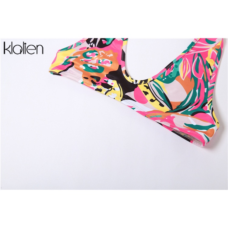 Klalien Bộ Đồ Bơi Bikini Hai Mảnh Họa Tiết Hoa Thời Trang Mùa Hè 2023 Cho Nữ