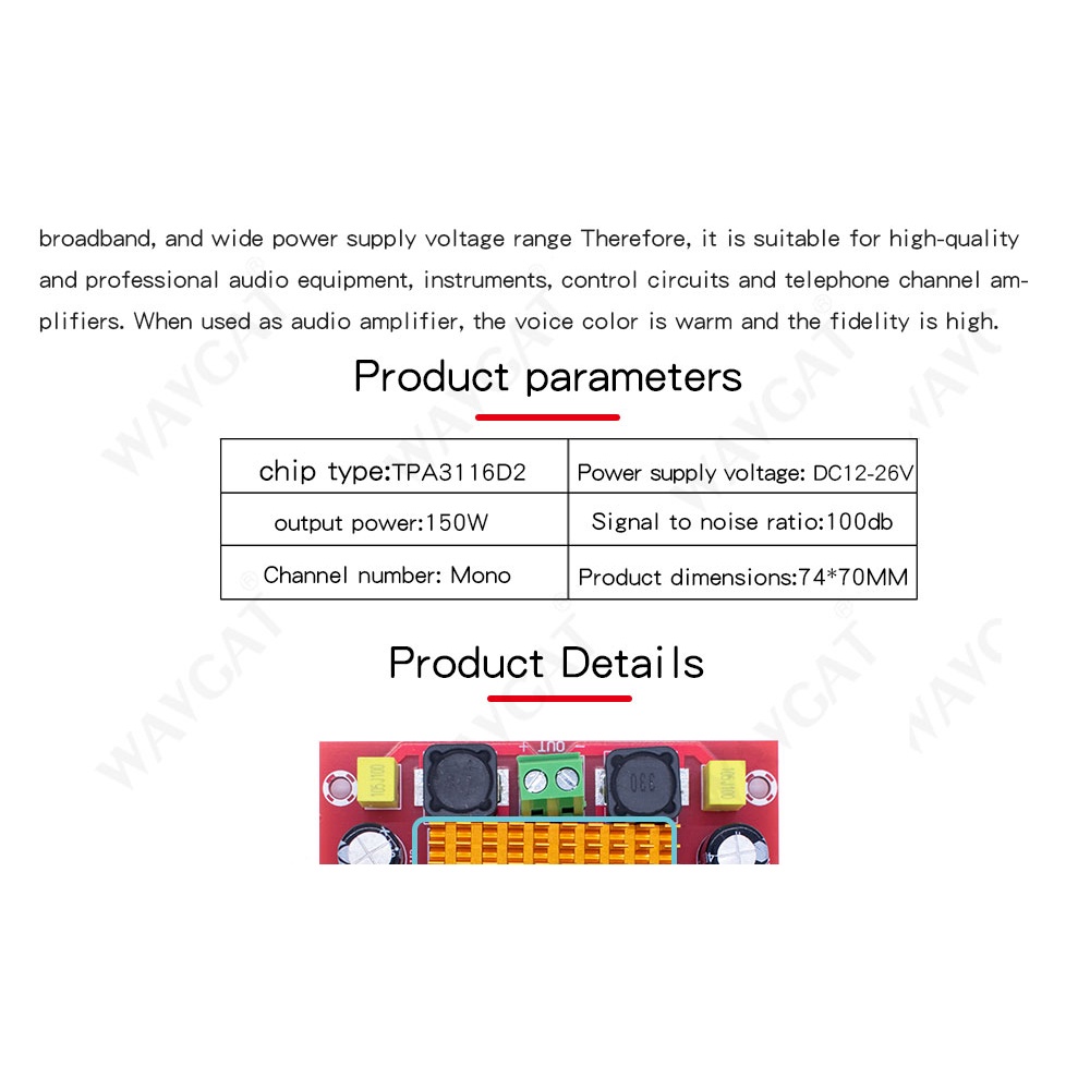 Bảng Mạch Khuếch Đại Âm Thanh Kỹ Thuật Số TPA3116DA TPA3116 150W D2 XH-M544 DC 12V 24V