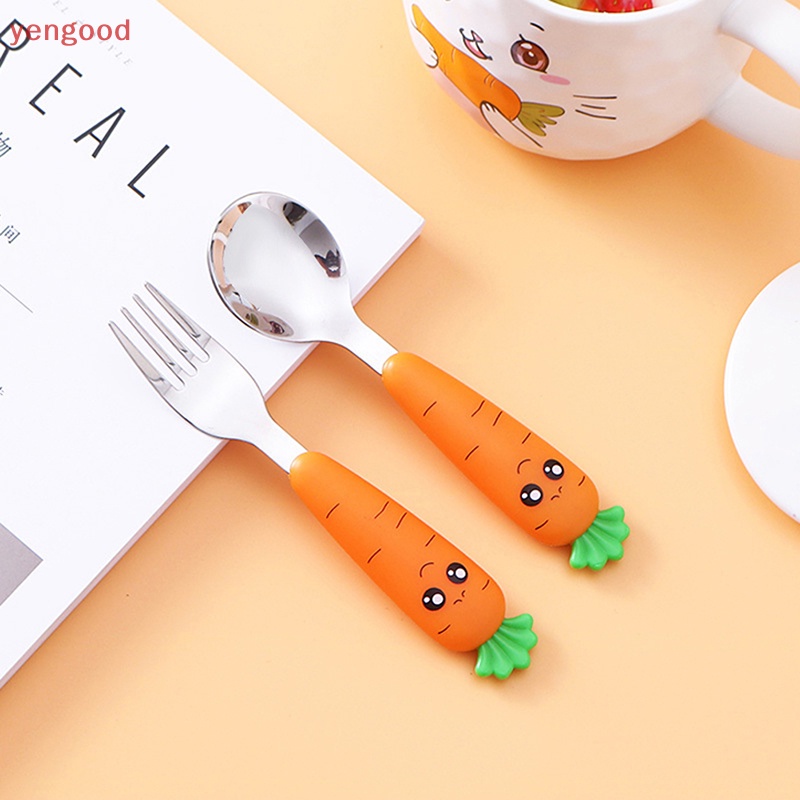 1 Muỗng Nĩa Ăn Bằng Thép Không Gỉ Hình Hoạt Hình Cho Trẻ Em