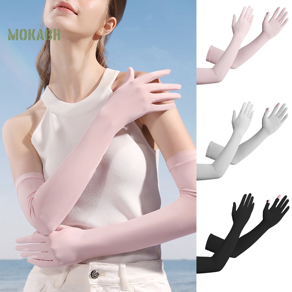 1 Cặp Ống Tay Áo Chống Nắng Bằng Lụa Lạnh Độ Co Giãn Cao
