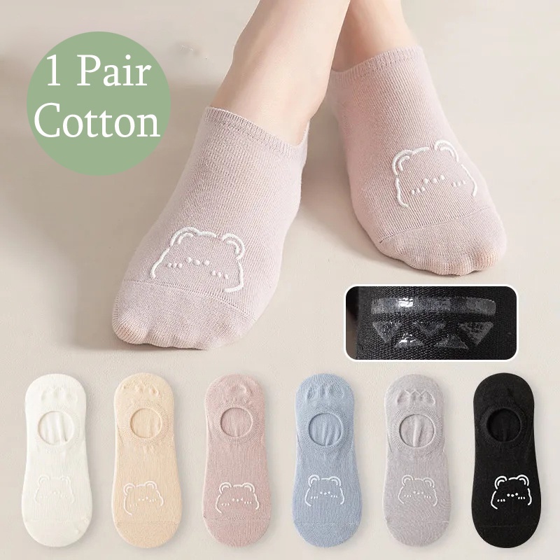 Vớ Cotton Cổ Thuyền Thoáng Khí Chống Trượt In Họa Tiết Hoạt Hình Dễ Thương Thời Trang Mùa Hè Cho Nữ