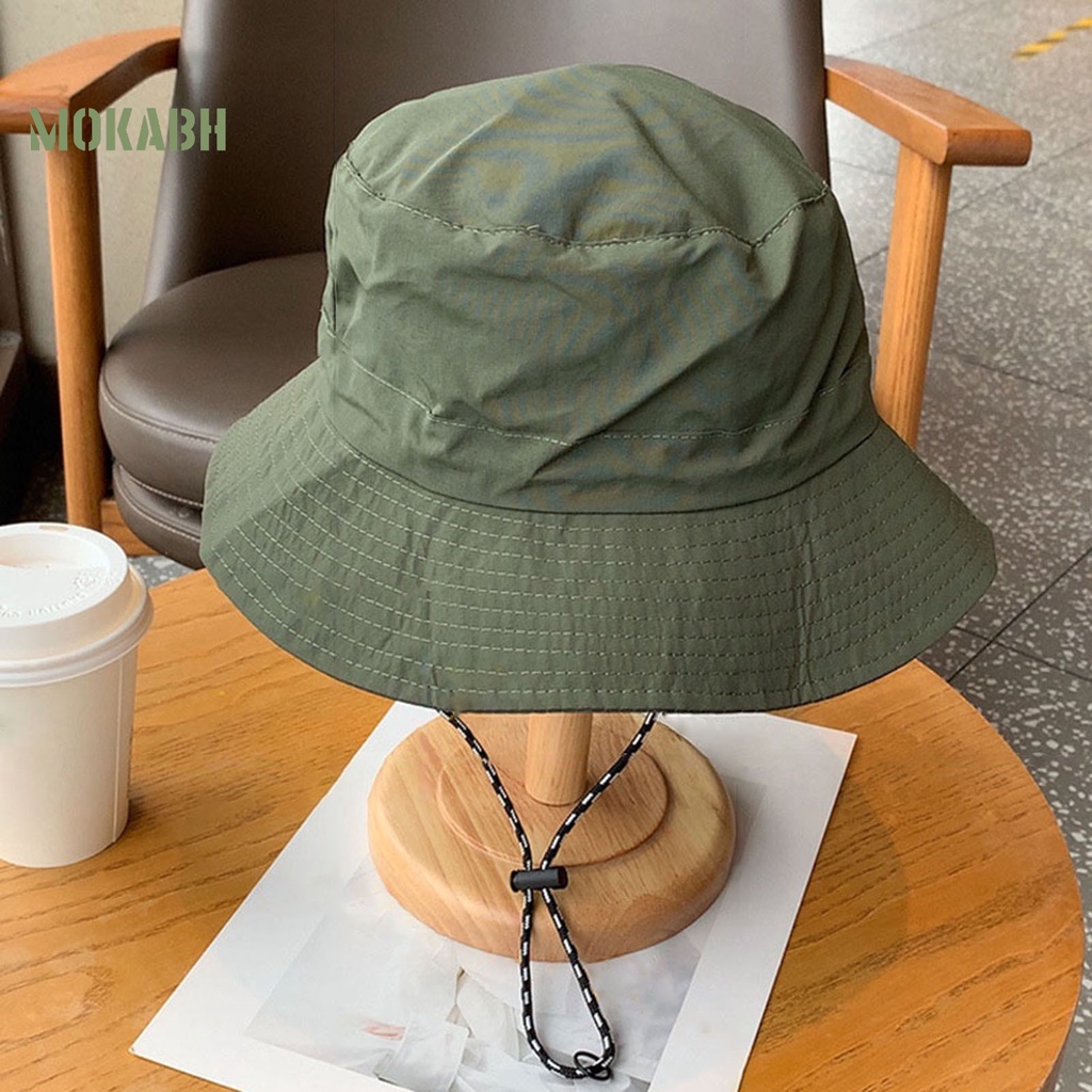 Nón Tai Bèo Vành Tròn Màu Trơn Thoáng Khí Chống Nắng Chống Nước Có Dây Cố Định Cho Nam Và Nữ
