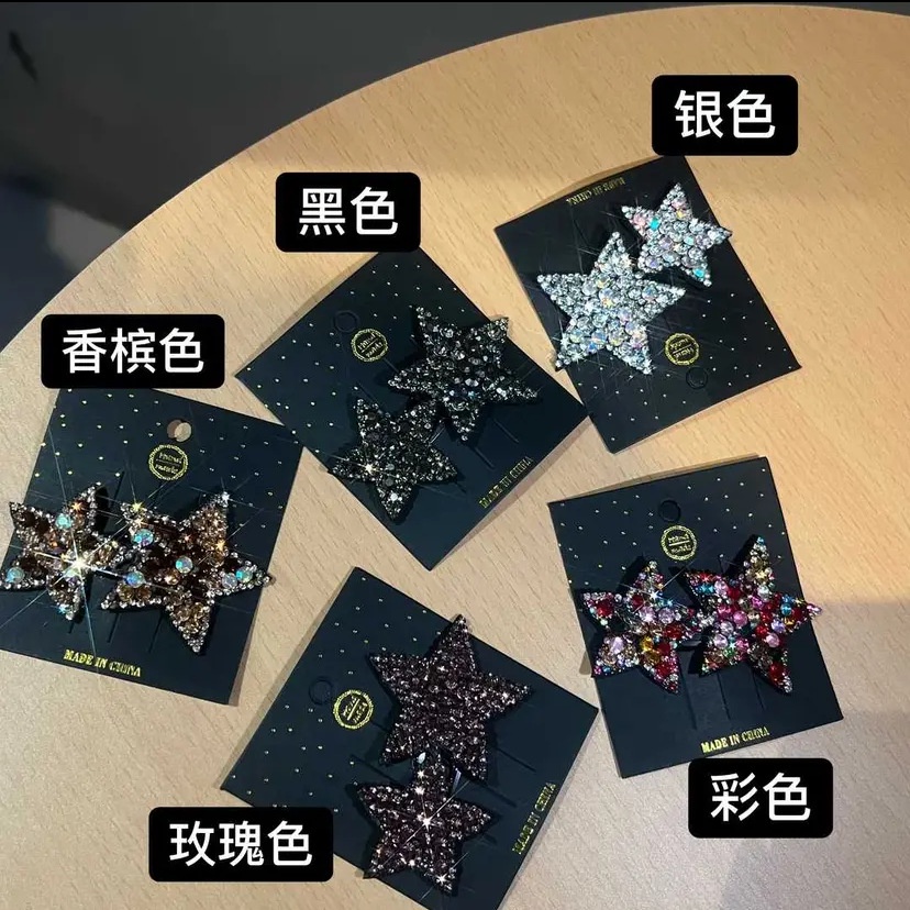 Kẹp Tóc Mái Ngang Hình Ngôi Sao Năm Cánh Đính Đá Kim Cương Nhân Tạo Phong Cách Mới Cho Nữ